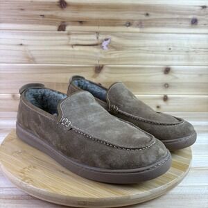 Flag Ltd Loafer Mens 10M Boardwalk Brown Suede Shearling Lined Slip On Shoe